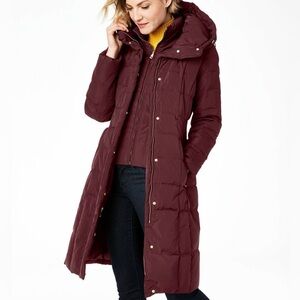 Cole Haan Down Puffer Coat with Bib Merlot Size XL Like New